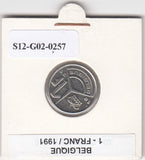 S12-G02-0257 België 1 franc 1991 WAALS XF KM170
