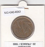 S12-G02-0263 België 20 francs 1980 WAALS VF KM159