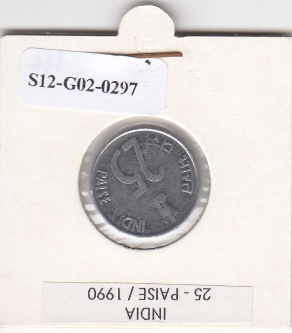 S12-G02-0297 India 25 paisa 1990 Mumbai XF KM54
