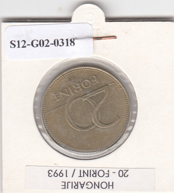 S12-G02-0318 Hongarije 20 forint 1993  VF KM696