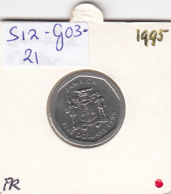 S12-G03-0021 Jamaica 5 dollar 1996  MS63 KM163