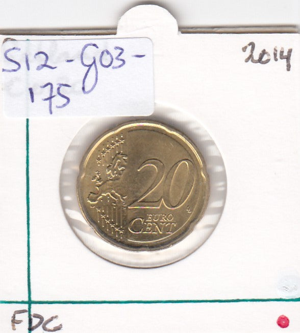S12-G03-0175 Letland 20 cent 2014  MS60 KM154