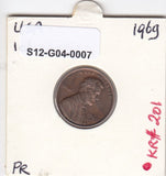 S12-G04-0007 USA 1 cent 1969 D VF KM201