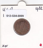 S12-G04-0009 USA 1 cent 1982  VF KM201