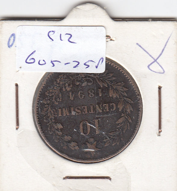 S12-G05-0258 Italy 10 centesimi 1894 BI VF KM27
