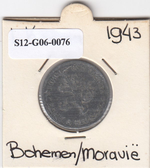 S12-G06-0076 Bohemia Moravia 1 koruna 1943  VF KM4