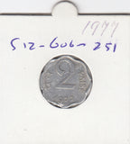 S12-G06-0251 India 2 paisa 1977 Mumbai XF KM13
