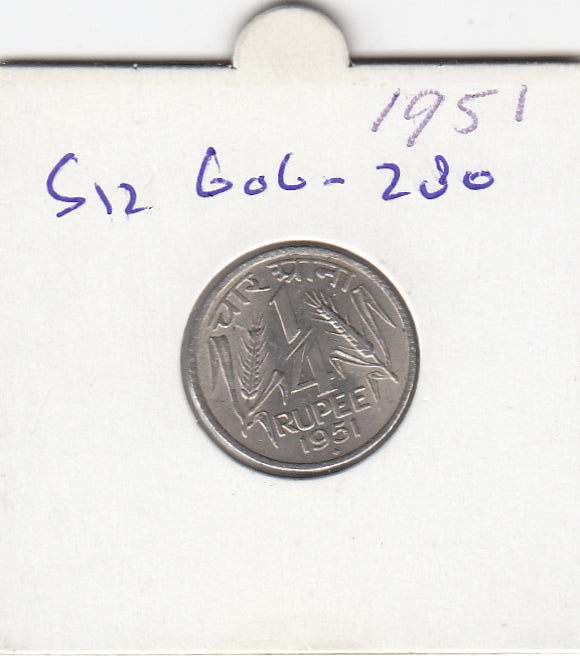 S12-G06-0280 India 1/4 roepie 1951 XF KM5