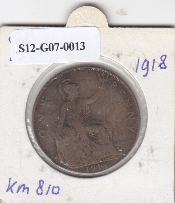 S12-G07-0013 Verenigd Koninkrijk 1 penny 1918  VF KM# 810