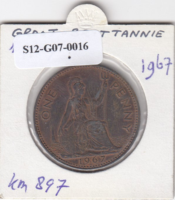 S12-G07-0016 Verenigd Koninkrijk 1 penny 1967  VF KM# 897