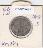 S12-G07-0017 United Kingdom 1 shilling 1947    KM# 864 Scottish crest, lion sejant affronté