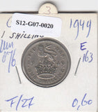 S12-G07-0020 United Kingdom 1 shilling 1949 VF KM# 876 English coat of arms, lion standing on top of the crown