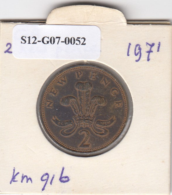 S12-G07-0052 United Kingdom 2 new pence 1971  VF KM# 916
