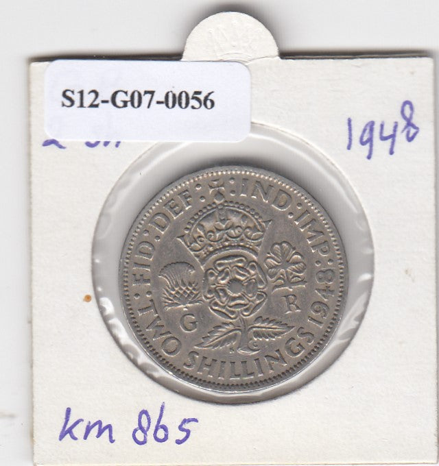 S12-G07-0056 United Kingdom 2 shillings (florin) 1948 VF KM# 865