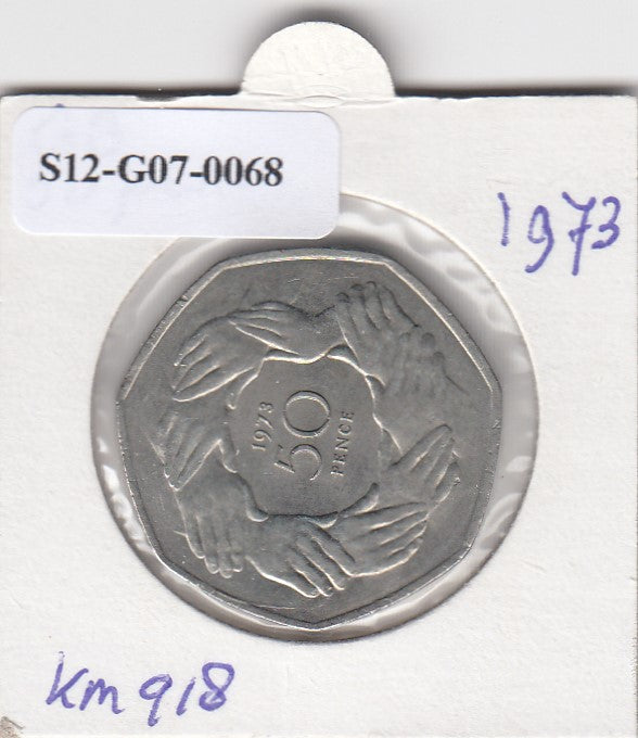 S12-G07-0068 United Kingdom 50 pence 1973 UNC KM# 918 Accession to the European Economic Community
