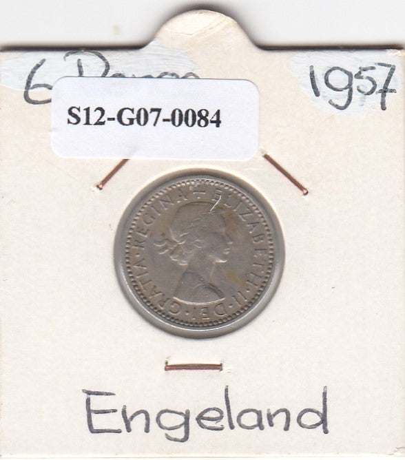 S12-G07-0084 Verenigd Koninkrijk 6 pence 1957  VF KM# 903
