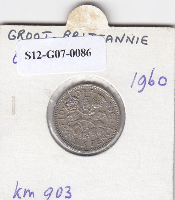 S12-G07-0086 Verenigd Koninkrijk 6 pence 1960  VF KM# 903