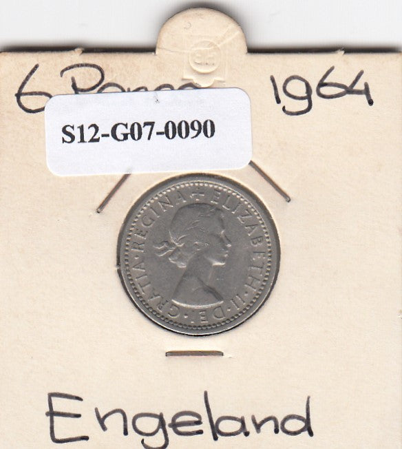 S12-G07-0090 Verenigd Koninkrijk 6 pence 1964  VF KM# 903