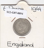 S12-G07-0094 United Kingdom 6 pence 1944  VF KM# 852 SILVER
