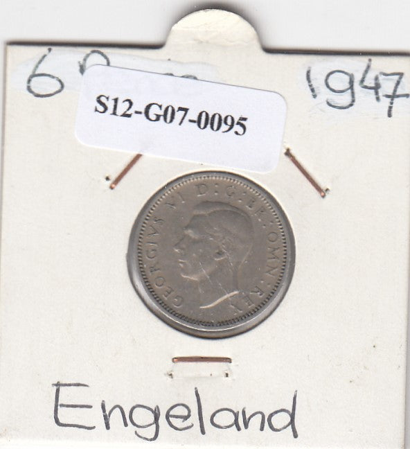 S12-G07-0095 United Kingdom 6 pence 1947  VF KM# 862