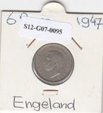 S12-G07-0095 United Kingdom 6 pence 1947  VF KM# 862