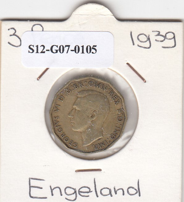 S12-G07-0105 Verenigd Koninkrijk 3 pence 1939  VF KM# 849