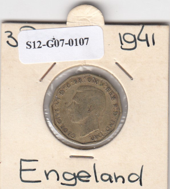 S12-G07-0107 Verenigd Koninkrijk 3 pence 1941  VF KM# 849