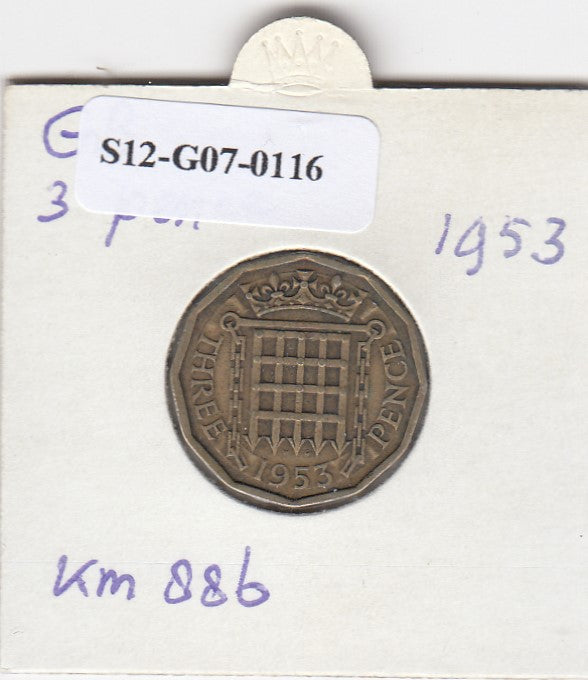 S12-G07-0116 Verenigd Koninkrijk 3 pence 1953  ZF KM# 886