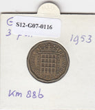 S12-G07-0116 Verenigd Koninkrijk 3 pence 1953  ZF KM# 886