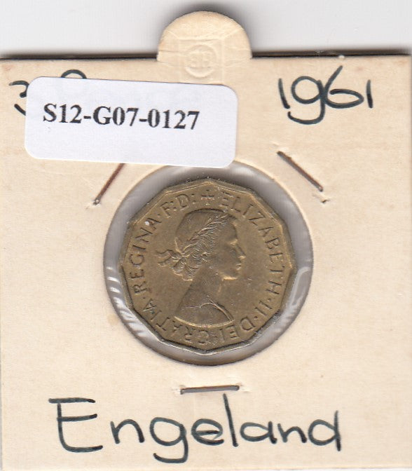 S12-G07-0127 Verenigd Koninkrijk 3 pence 1961  VF KM# 900