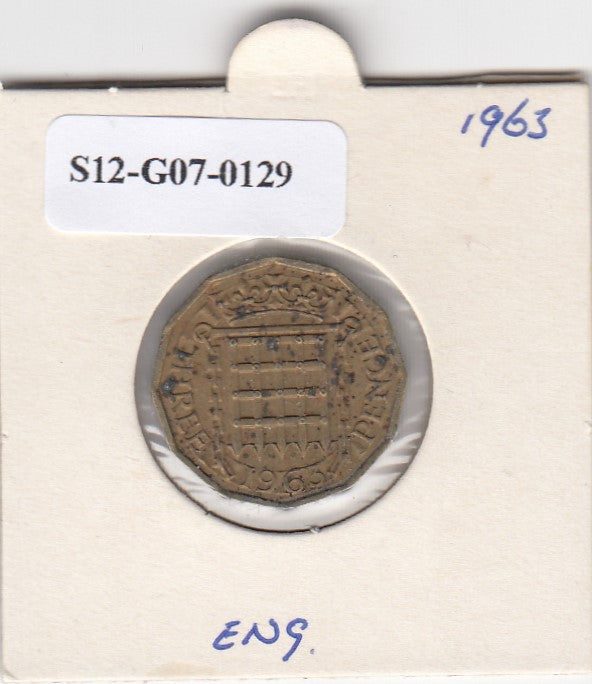 S12-G07-0129 Verenigd Koninkrijk 3 pence 1963  VF KM# 900