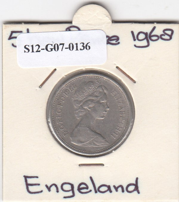 S12-G07-0136 United Kingdom 5 new pence 1968  VF KM# 911