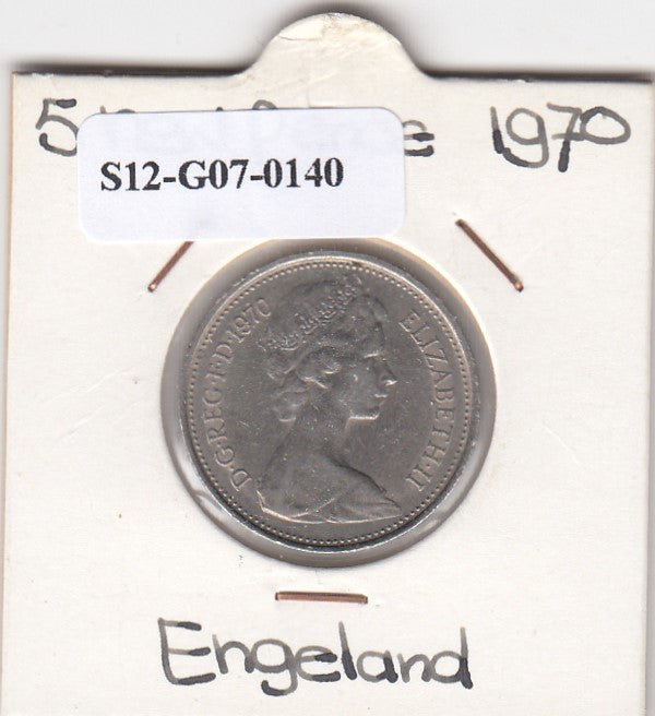 S12-G07-0140 United Kingdom 5 new pence 1970 VF KM# 911