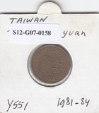S12-G07-0158 Taiwan 1 dollar-1 yuan 1981-1984  VF Y551
