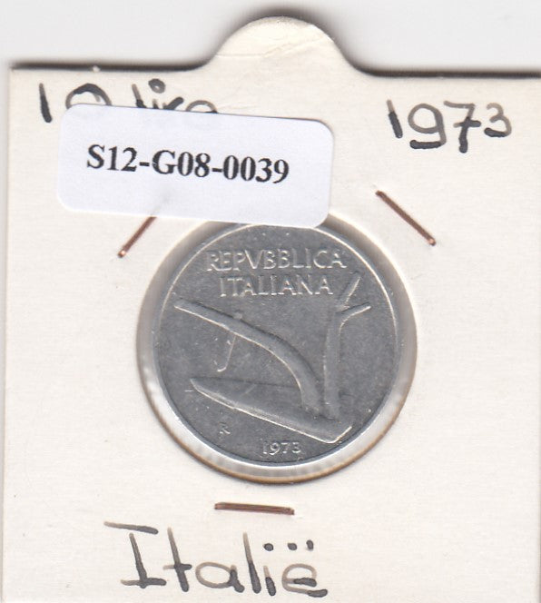 S12-G08-0039 Italië 10 lire 1973  VF KM92
