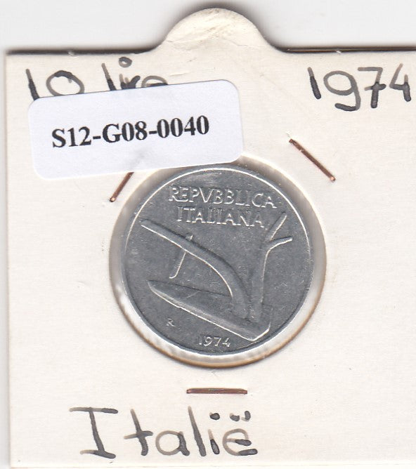 S12-G08-0040 Italië 10 lire 1974  VF KM92