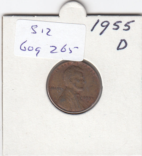 S12-G09-0265 Verenigde Staten 1 cent 1955 D KM# 132 VF