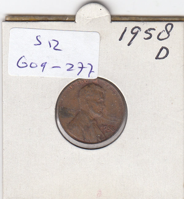 S12-G09-0277 Verenigde Staten 1 cent 1958 D KM# 132 VF