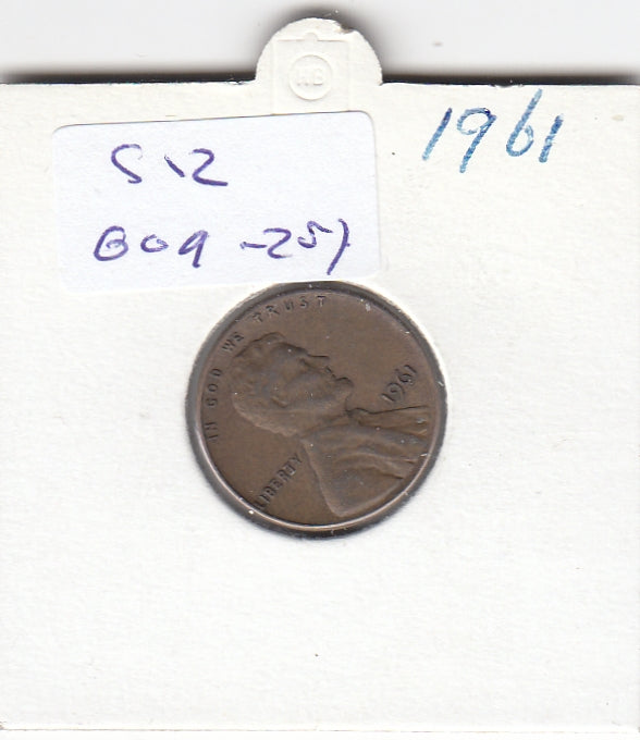 S12-G09-0287 Verenigde Staten 1 cent 1961  KM# 201 VF Lincoln Cent