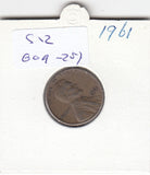 S12-G09-0287 Verenigde Staten 1 cent 1961  KM# 201 VF Lincoln Cent