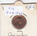 S12-G09-0292 Verenigde Staten 1 cent 1962  KM# 201 VF Lincoln Cent