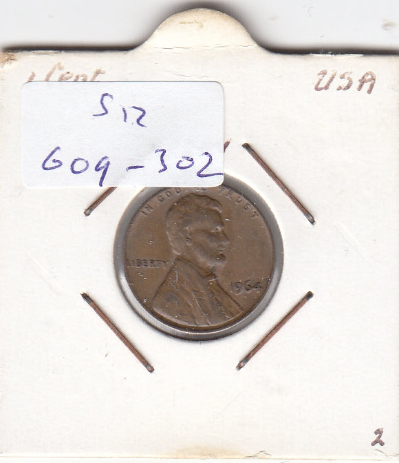 S12-G09-0302 Verenigde Staten 1 cent 1964  KM# 201 VF Lincoln Cent