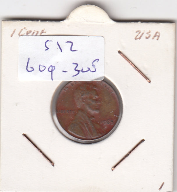 S12-G09-0308 Verenigde Staten 1 cent 1965  KM# 201 VF Lincoln Cent