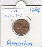 S12-G09-0315 Verenigde Staten 1 cent 1967  KM# 201 VF Lincoln Cent