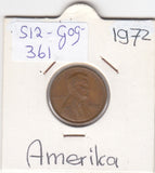 S12-G09-0361 Verenigde Staten 1 cent 1972  KM# 201 VF Lincoln Cent