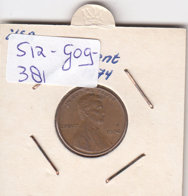 S12-G09-0381 Verenigde Staten 1 cent 1974 KM# 201 XF Lincoln Cent