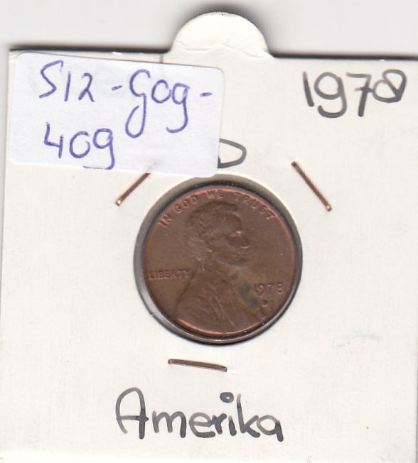 S12-G09-0409 Verenigde Staten 1 cent 1978 D KM# 201 VF Lincoln Cent