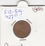 S12-G09-0427 Verenigde Staten 1 cent 1980 D KM# 201 VF Lincoln Cent