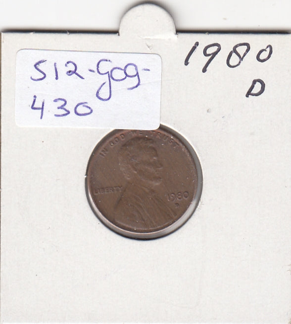 S12-G09-0430 Verenigde Staten 1 cent 1980 D KM# 201 ZG Lincoln Cent