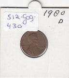 S12-G09-0430 Verenigde Staten 1 cent 1980 D KM# 201 ZG Lincoln Cent